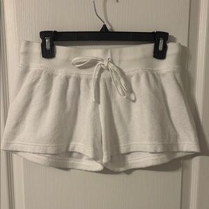 Women's White Terry Cloth Hard Tale Shorts (Y2K)
